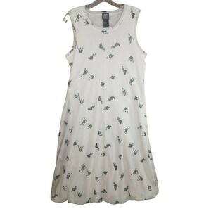 LILITH Dress XL Womens White Sleeveless Bubble Hem Gauze Cotton Blend Lagenlook